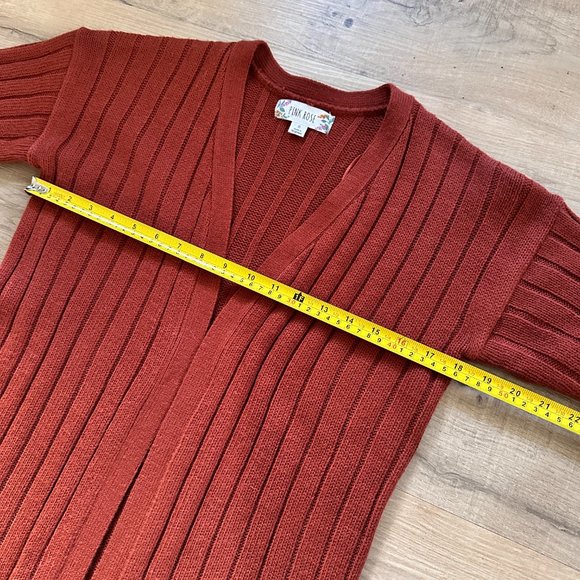 Pink Rose Red Brown Long cardigan - Picture 8 of 10